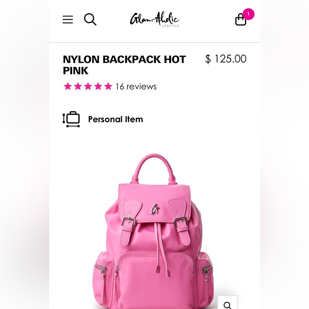 Glamaholic book bag in pink, brand new $65
